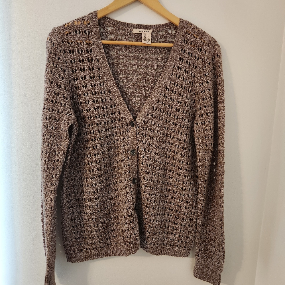 DKNY Women's Taupe Knit Cardigan